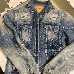Men Vintage Jean Bleach Denim Jacket Size S!!!